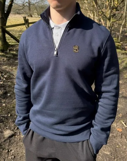 Golden Retriever Clothing Gifts Embroidered Unisex Eco-Friendly 1/4 Zip High Neck Heavyweight Sweatshirt From The House Of Dog.