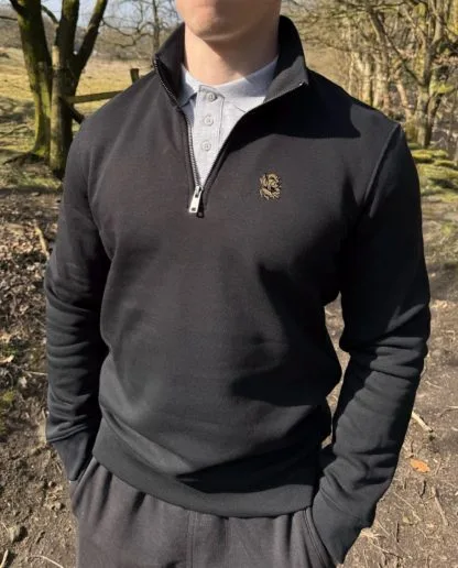 Golden Retriever Clothing Gifts Embroidered Unisex Eco-Friendly 1/4 Zip High Neck Heavyweight Sweatshirt From The House Of Dog. - Image 2