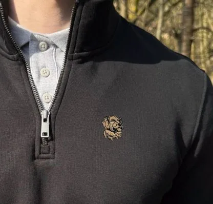 Golden Retriever Clothing Gifts Embroidered Unisex Eco-Friendly 1/4 Zip High Neck Heavyweight Sweatshirt From The House Of Dog. - Image 3