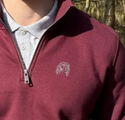 English Springer Spaniel Clothing Gifts Embroidered Unisex Eco-Friendly 1/4 Zip High Neck Heavyweight Sweatshirt From The House Of Dog. - Image 3
