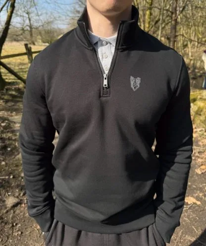 Border Collie Sheepdog Clothing Gifts Embroidered Unisex Eco-Friendly 1/4 Zip High Neck Heavyweight Sweatshirt From The House Of Dog. - Image 5