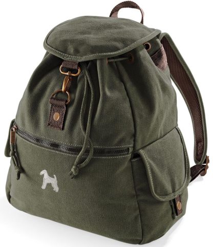 Airedale Terrier Embroidered Vintage Retro Style Canvas Back Pack. A Unique Product From The House Of Dog.