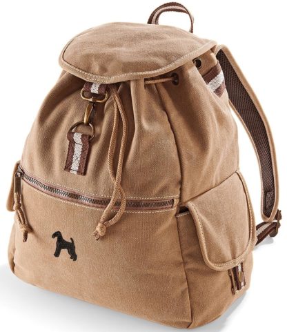 Airedale Terrier Embroidered Vintage Retro Style Canvas Back Pack. A Unique Product From The House Of Dog. - Image 3