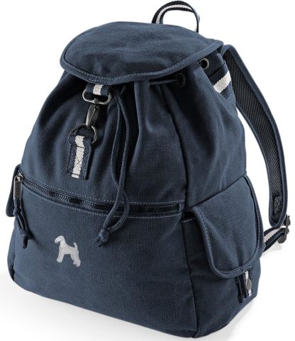 Airedale Terrier Embroidered Vintage Retro Style Canvas Back Pack. A Unique Product From The House Of Dog. - Image 4