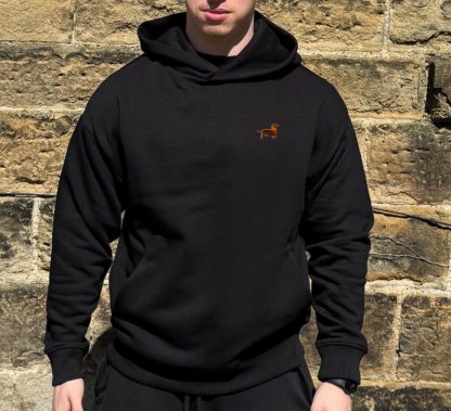 Dachshund Doxie Sausage Dog Clothing Gifts Embroidered Unisex Eco-Friendly Super Heavyweight Hooded Sweatshirt From The House Of Dog. - Image 3