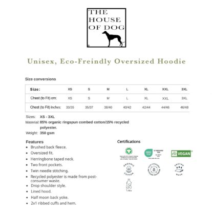 Greyhound Lurcher Sighthound Clothing Gifts Embroidered Unisex Eco-Friendly Super Heavyweight Hooded Sweatshirt From The House Of Dog. - Image 9