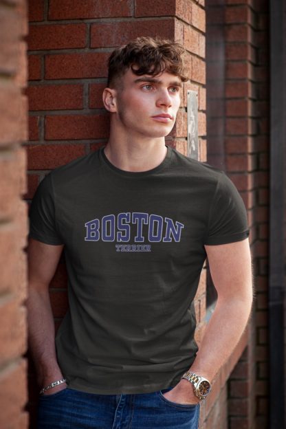 Boston Terrier Clothing Gift Printed Heavyweight Organic Cotton T-Shirt, From The House Of Dog. - Image 5