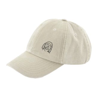 The House Of Dog: Cockapoo Owner Gift. Distressed Vintage Washed 100% Heavyweight Brushed Cotton Embroidered Low Profile Baseball Cap.