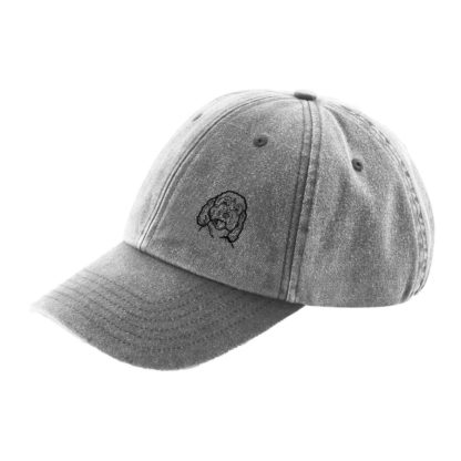 The House Of Dog: Cockapoo Owner Gift. Distressed Vintage Washed 100% Heavyweight Brushed Cotton Embroidered Low Profile Baseball Cap. - Image 4