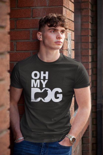 Oh My Dog. Shetland Sheepdog Sheltie Owner Clothing Gifts. Printed Heavyweight Organic Cotton T-Shirt  from The House Of Dog. - Image 7