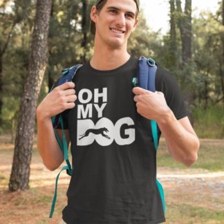 Oh My Dog! Greyhound Lurcher Sighthound Owner Clothing Gifts Printed Heavyweight Organic Cotton T-shirt Gift From The House Of Dog.