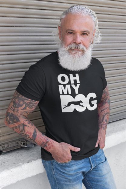 Oh My Dog! Greyhound Lurcher Sighthound Owner Clothing Gifts Printed Heavyweight Organic Cotton T-shirt Gift From The House Of Dog. - Image 5