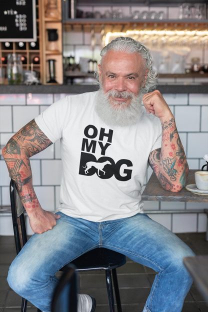 Oh My Dog! Greyhound Lurcher Sighthound Owner Clothing Gifts Printed Heavyweight Organic Cotton T-shirt Gift From The House Of Dog. - Image 8
