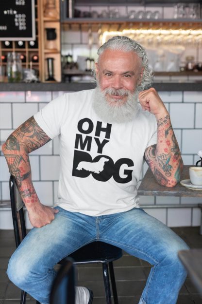 Oh My Dog! Long Haired Dachshund Owner Clothing Gifts. Printed Heavyweight Organic Cotton T-Shirt  from The House Of Dog. - Image 2