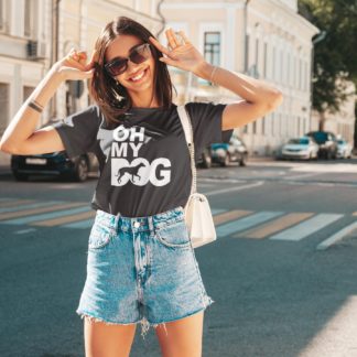 Oh My Dog! Whippet Italian Greyhound Owner Clothing Gifts. Printed Heavyweight Organic Cotton T-Shirt  from The House Of Dog.