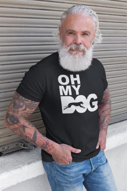 Oh My Dog! Greyhound Lurcher Sighthound Owner Clothing Gifts Printed Heavyweight Organic Cotton T-Shirt Gift From The House Of Dog. - Image 5