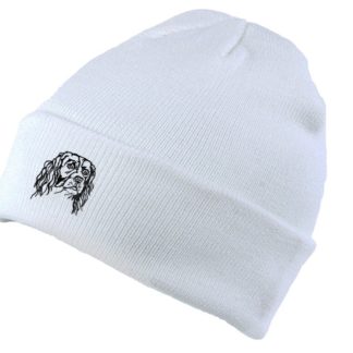 English Springer Spaniel Owner Gifts, Unisex Beanie Ski Hat With Embroidered Design From The House Of Dog.