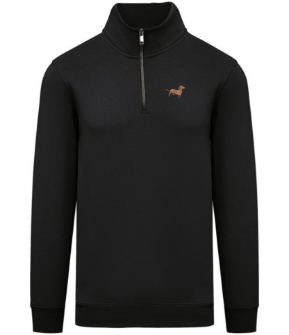 Dachshund doxie sausage dog clothing gifts embroidered unisex eco-friendly 1/4 zip high neck heavyweight sweatshirt from the house of dog. - Image 7