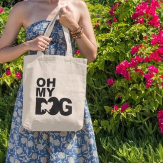 The house of dog papillion owner gift: premium cotton tote bag. heavyweight 100% cotton
