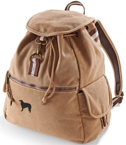 Borzoi Embroidered Vintage Retro Style Canvas Back Pack. A Unique Product From The House Of Dog. - Image 4