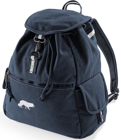Border Collie Embroidered Vintage Retro Style Canvas Back Pack. A Unique Product From The House Of Dog. - Image 5