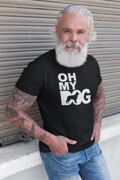 Oh my dog! border collie owner clothing gifts printed heavyweight organic cotton t-shirt gift from the house of dog.