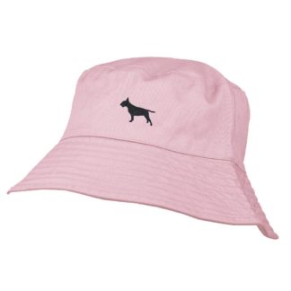 Bull Terrier Owner Clothing Gifts. 100% Washed Chino Cotton Embroidered Bucket Sun Hat With White Cotton Lining From The House Of Dog.