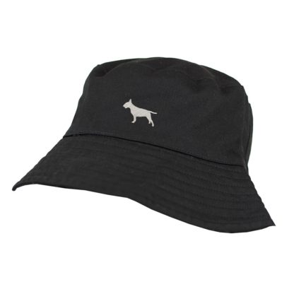 Bull Terrier Owner Clothing Gifts. 100% Washed Chino Cotton Embroidered Bucket Sun Hat With White Cotton Lining From The House Of Dog. - Image 3