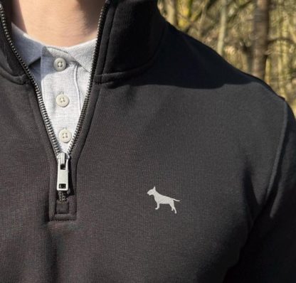 Bull Terrier Clothing Gifts Embroidered Unisex Eco-Friendly 1/4 Zip High Neck Heavyweight Sweatshirt From The House Of Dog. - Image 2