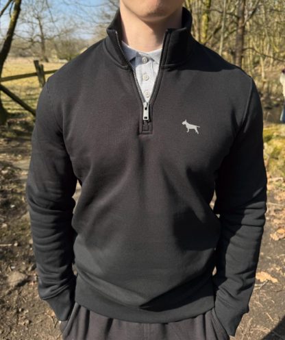 Bull Terrier Clothing Gifts Embroidered Unisex Eco-Friendly 1/4 Zip High Neck Heavyweight Sweatshirt From The House Of Dog. - Image 3
