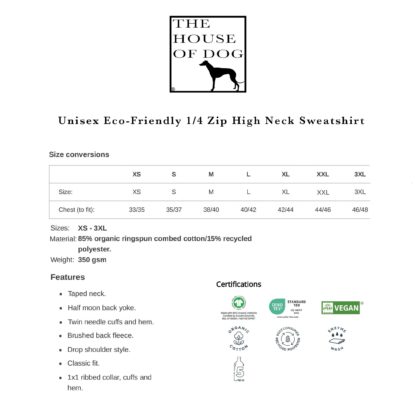 Bull Terrier Clothing Gifts Embroidered Unisex Eco-Friendly 1/4 Zip High Neck Heavyweight Sweatshirt From The House Of Dog. - Image 10