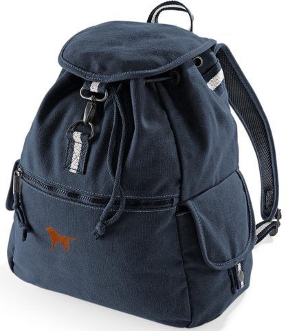 Fox Red Labrador Gifts Embroidered Vintage Retro Style Canvas Back Pack. A Unique Product From The House Of Dog. - Image 4