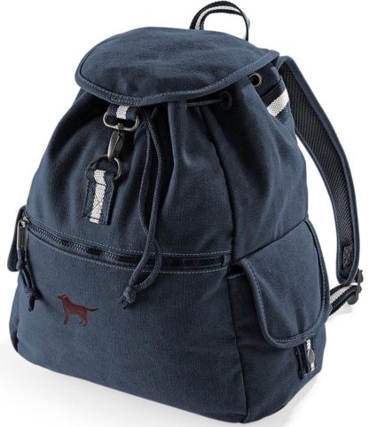 Chocolate Labrador Gifts Embroidered Vintage Retro Style Canvas Back Pack. A Unique Product From The House Of Dog. - Image 6