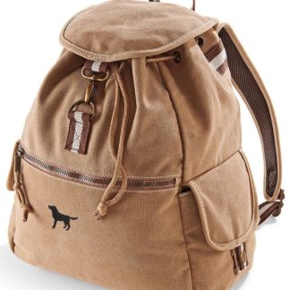 Black Labrador Gifts Embroidered Vintage Retro Style Canvas Back Pack. A Unique Product From The House Of Dog.