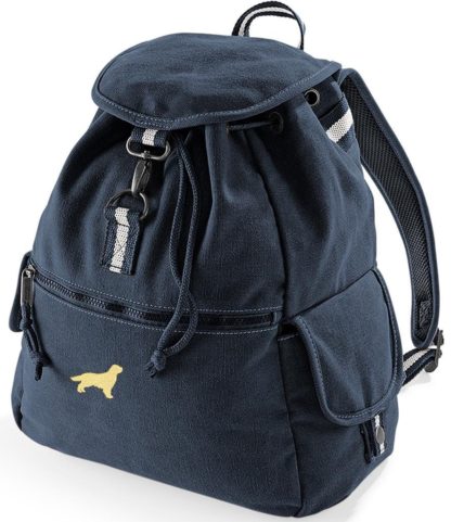 Golden Retriever Gifts Embroidered Vintage Retro Style Canvas Back Pack. A Unique Product From The House Of Dog. - Image 4