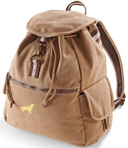 Golden Retriever Gifts Embroidered Vintage Retro Style Canvas Back Pack. A Unique Product From The House Of Dog. - Image 5