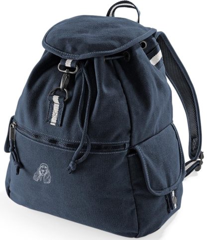 Cocker Spaniel Embroidered Vintage Retro Style Canvas Back Pack. A Unique Product From The House Of Dog. - Image 4