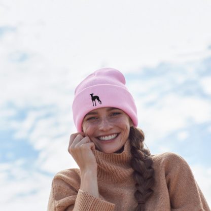Whippet Owner Gifts, Unisex Beanie Ski Hat With Embroidered Design From The House Of Dog.