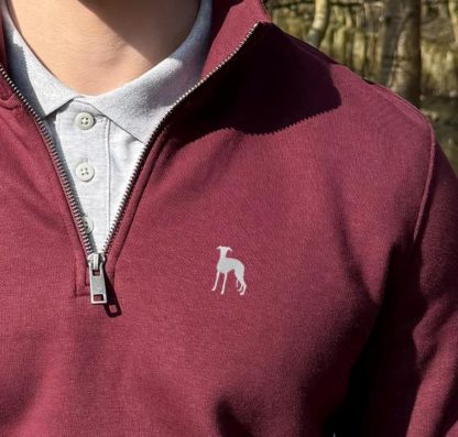 Whippet Lurcher Clothing Gifts Embroidered Unisex Eco-Friendly 1/4 Zip High Neck Heavyweight Sweatshirt From The House Of Dog. - Image 2