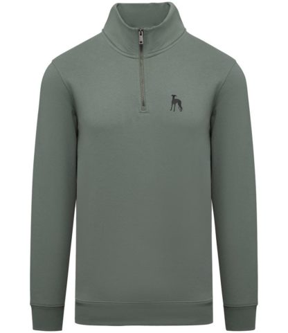 Whippet Lurcher Clothing Gifts Embroidered Unisex Eco-Friendly 1/4 Zip High Neck Heavyweight Sweatshirt From The House Of Dog. - Image 7
