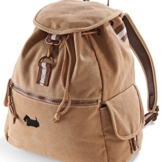 Scottish Terrier Scottie Gifts Embroidered Vintage Retro Style Canvas Back Pack. A Unique Product From The House Of Dog.