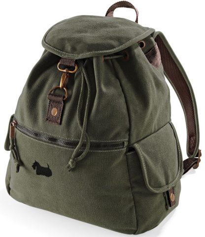 Scottish Terrier Scottie Gifts Embroidered Vintage Retro Style Canvas Back Pack. A Unique Product From The House Of Dog. - Image 6