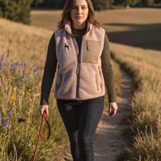 Whippet Owner Gifts Embroidered Unisex Eco-Friendly Sherpa Fleece Body Warmer Gilet.