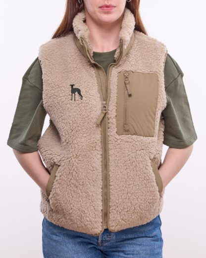 Whippet Owner Gifts Embroidered Unisex Eco-Friendly Sherpa Fleece Body Warmer Gilet. - Image 2