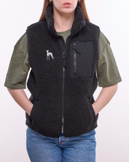 Whippet Owner Gifts Embroidered Unisex Eco-Friendly Sherpa Fleece Body Warmer Gilet. - Image 4