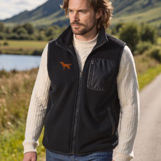 Fox Red Labrador Owner Gifts Embroidered Unisex Eco-Friendly Sherpa Fleece Body Warmer Gilet.