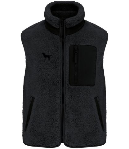 Black Labrador Owner Gifts Embroidered Unisex Eco-Friendly Sherpa Fleece Body Warmer Gilet. - Image 5