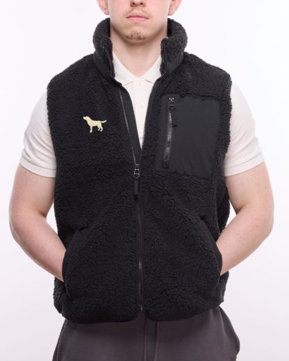 Golden Yellow Labrador Owner Gifts Embroidered Unisex Eco-Friendly Sherpa Fleece Body Warmer Gilet. - Image 8