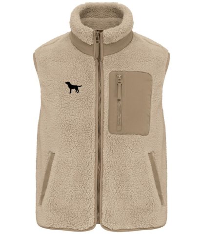 Black Labrador Owner Gifts Embroidered Unisex Eco-Friendly Sherpa Fleece Body Warmer Gilet. - Image 7