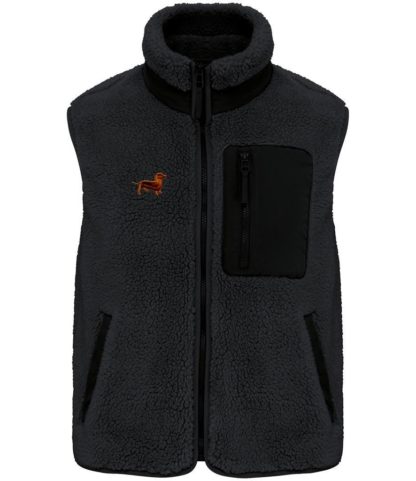 Dachshund Sausage Dog Owner Gifts Embroidered Unisex Eco-Friendly Sherpa Fleece Body Warmer Gilet. - Image 5